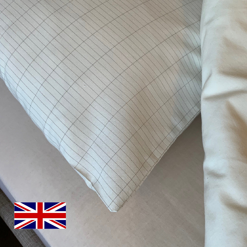 Earthing Pillow Case UK Made Organic Cotton Silver Threads