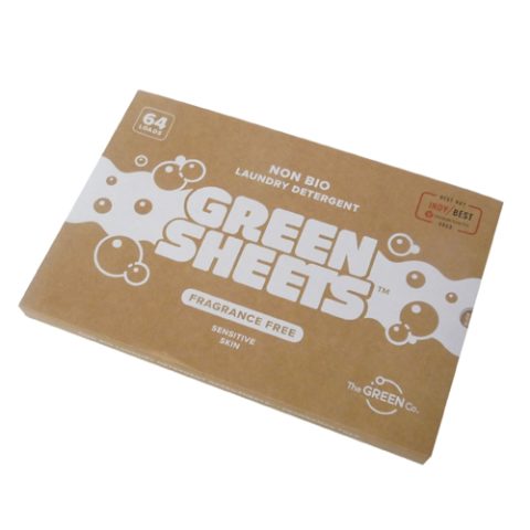 Fragrance Free UK made Eco friendly and kind to the environment washing strips 64 pack in hands main white background